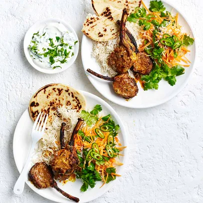 Air fryer lamb cutlets with carrot salad