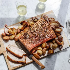 Roast pork belly with fennel & chilli salt