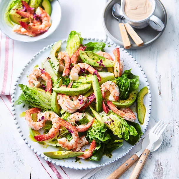 prawn cocktail salad on a large plate