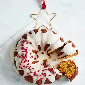 gluten free Christmas cake with a star decoration on top