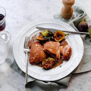 Sous vide duck with fig pan sauce