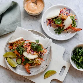 Coconut prawn bao buns