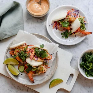 Coconut prawn bao buns