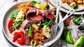 Mediterranean steak salad with farro - rump steak recipes