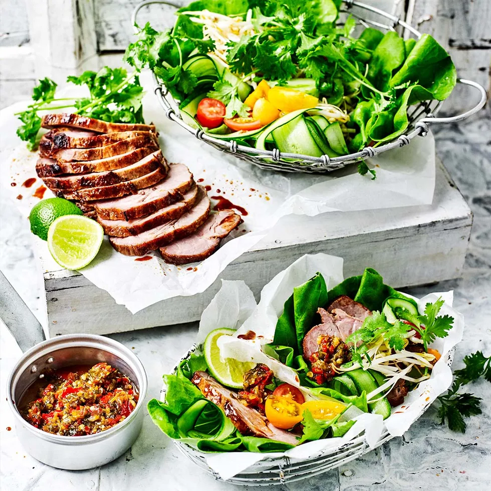 Vietnamese-style pork lettuce cups