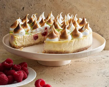 Choc chip cookie, coconut & raspberry cheesecake