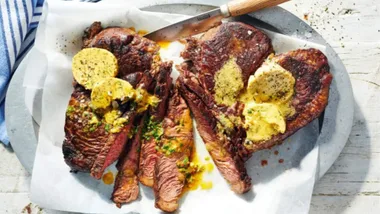 Barbecued rump steak, one of our popular barbecue recipes