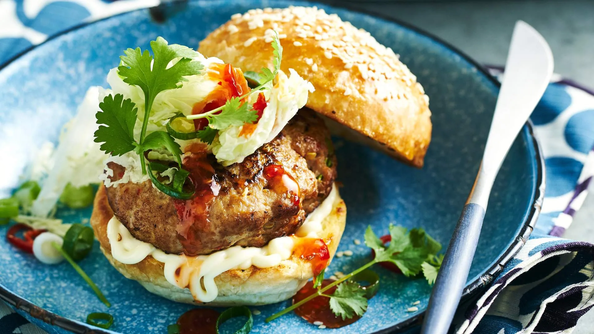 Pork burgers with easy slaw