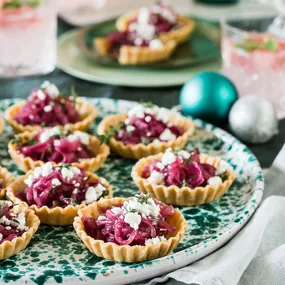 Julie Goodwin’s French onion tarts on a serving platter