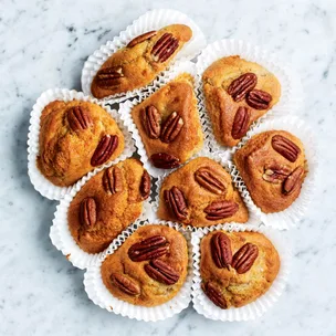 Air fryer banana muffins with pecans