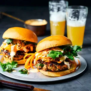 Pork burgers with kimchi salad