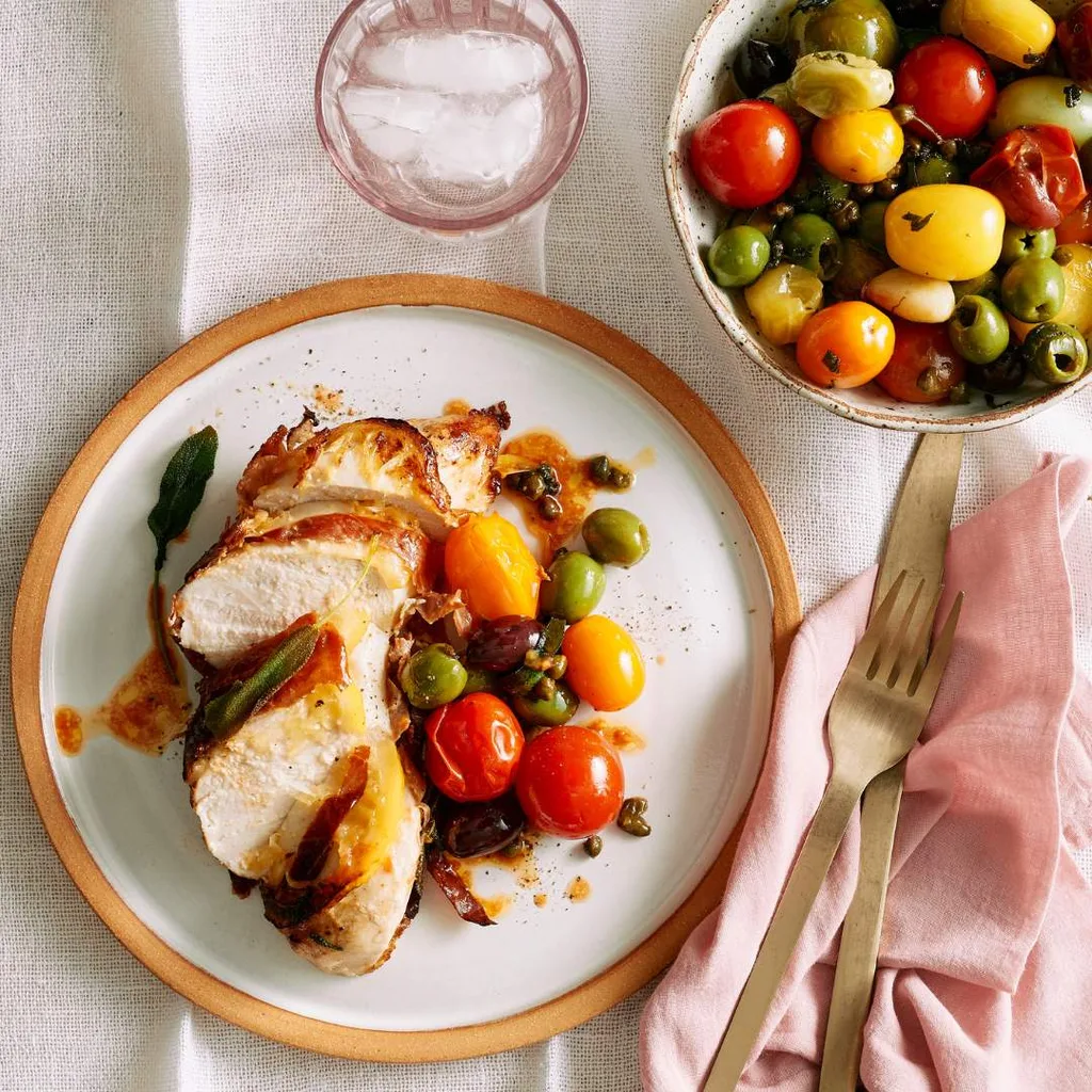 Prosciutto wrapped chicken with tomato salsa