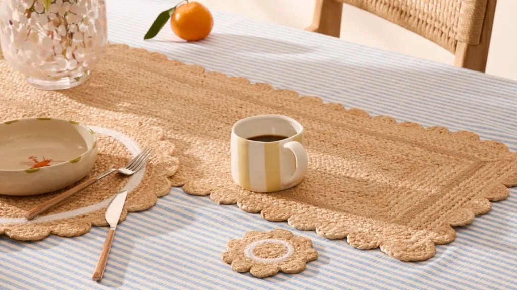 Adairs Siena Natural Jute Scalloped Table Runner