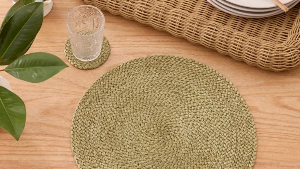 Adairs Siena Olive Jute Round Placemat Pack of 2