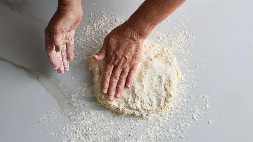 Knead the scone dough lightly