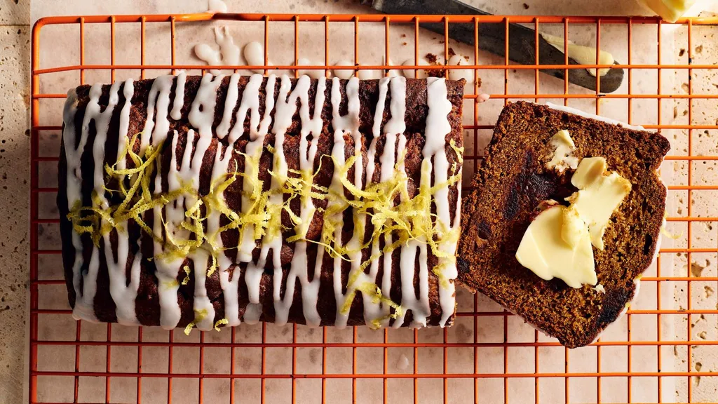 Pumpkin bread with lemon icing