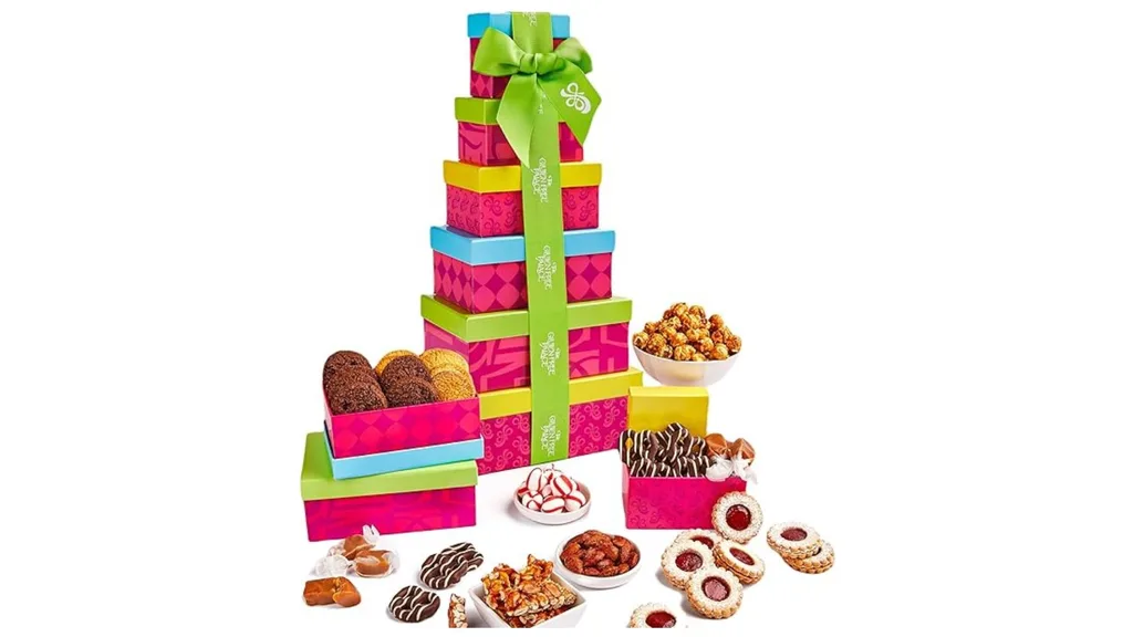 Gluten Free Palace Gift Basket Tower - Valentine's Day Gift Sets for Family - 6 Tier Gluten Free Cookies Gift Basket Treat Tower