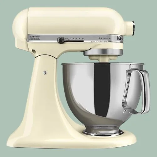 KitchenAid KSM-150 Artisan Stand Mixer Almond Cream: you could save on this iconic appliance during an Amazon kitchen sale.
