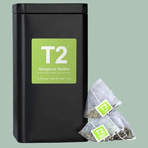 T2 Tea Gorgeous Geisha Green Tea in Tea Caddy 60 Teabags, 1 x 60 Count