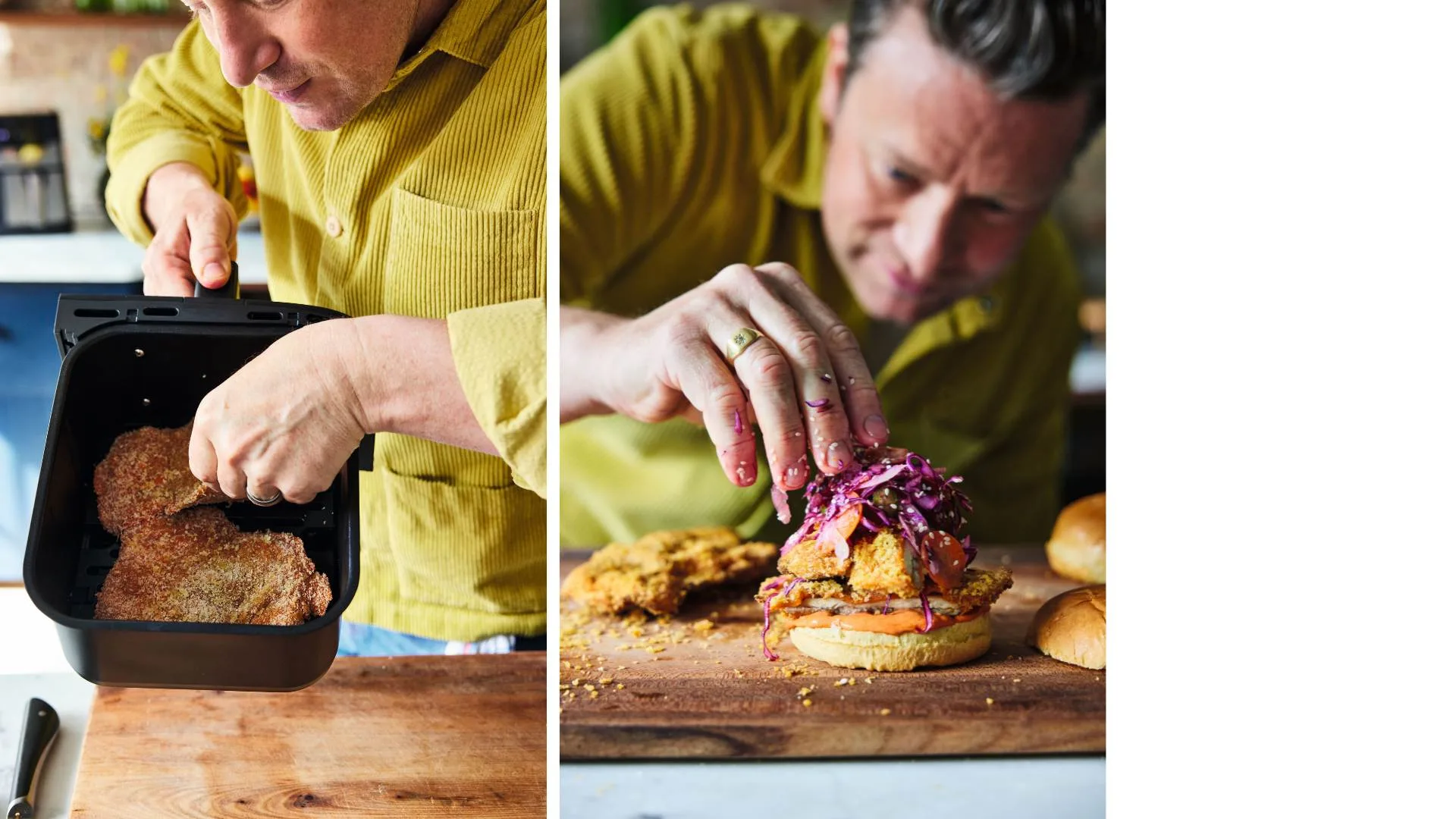 Gochujang chicken burgers from Easy Air Fryer by Jamie Oliver