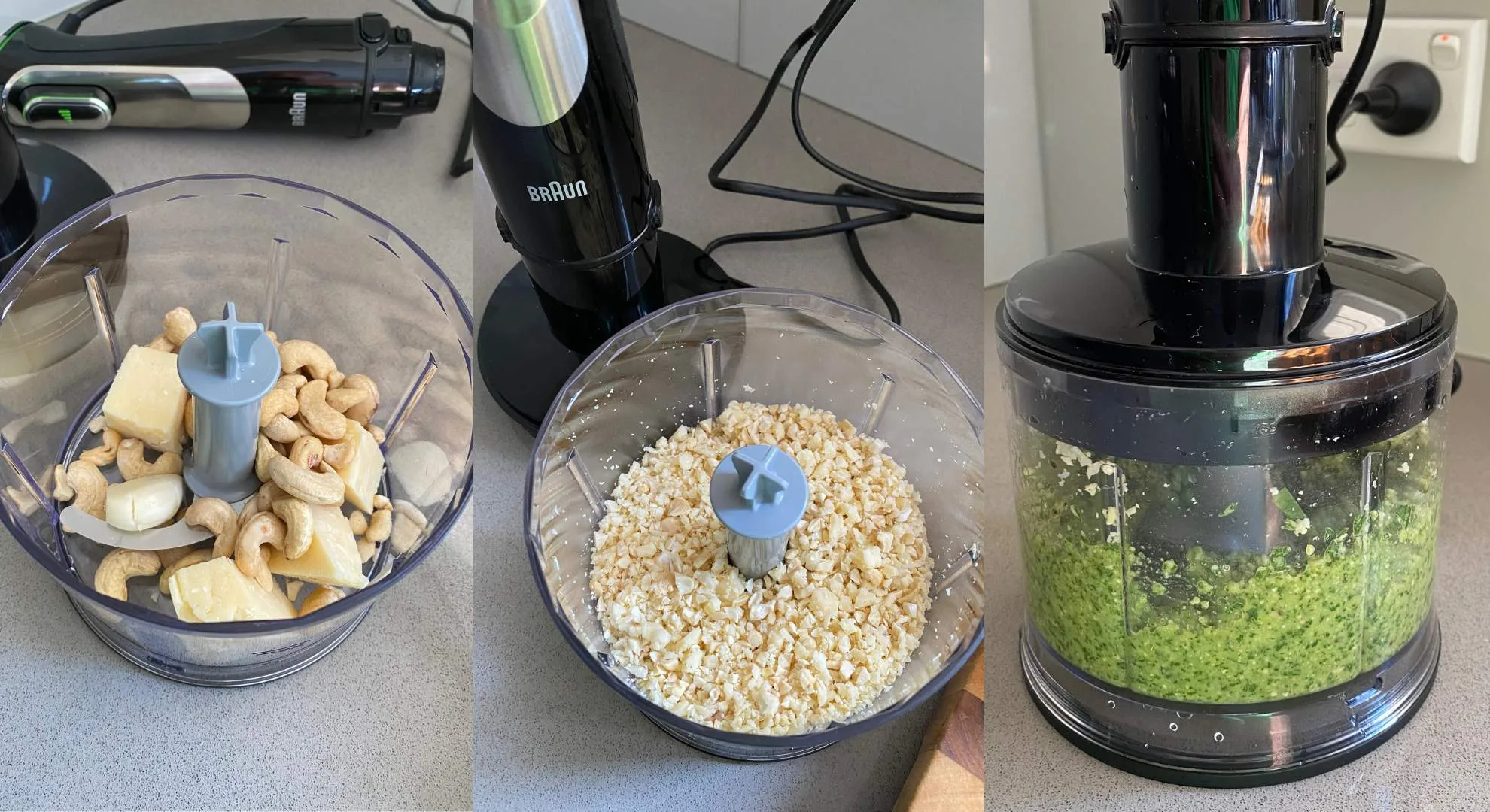 Using the Braun mini chopper to make pesto