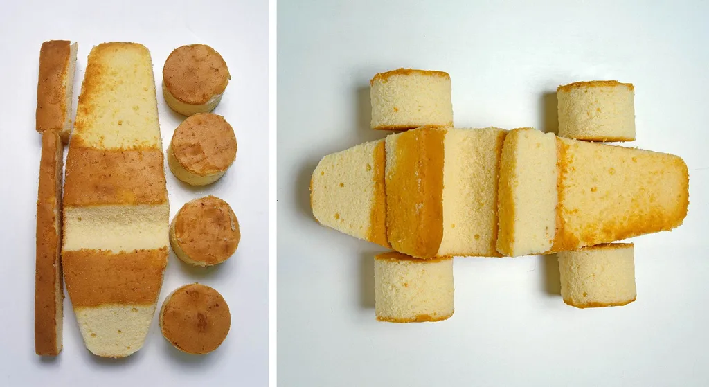 How to cut pieces for the race car cake