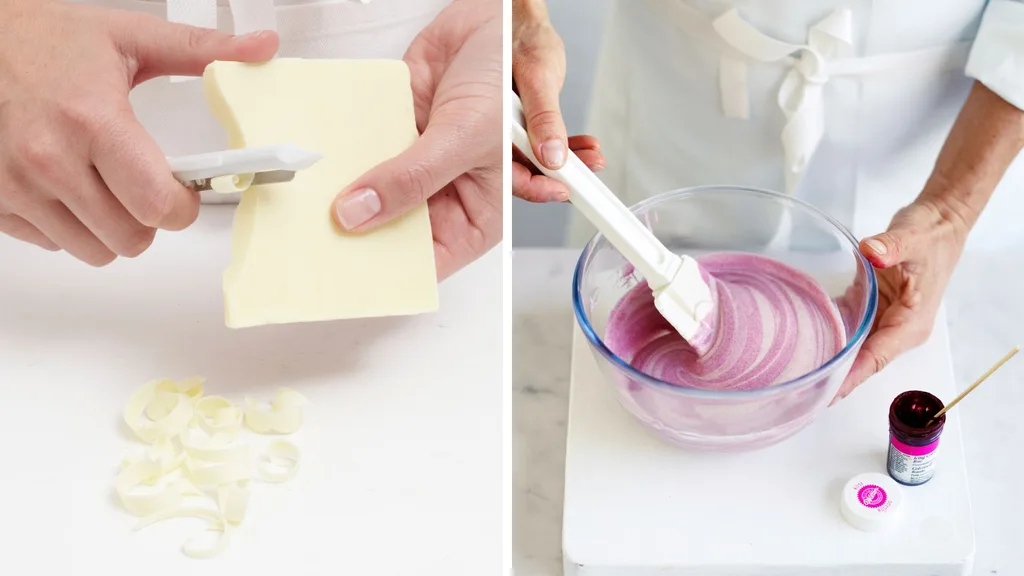 How to make chocolate curls and colour white chocolate.