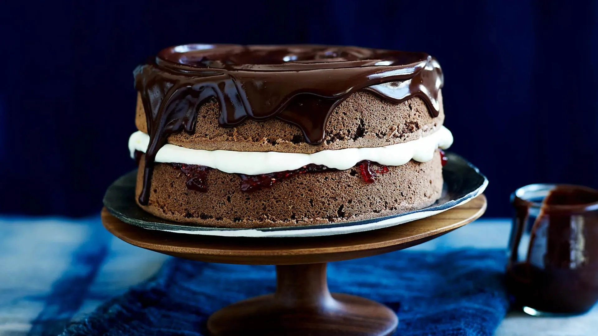 Chocolate sponge cake with chocolate ganache