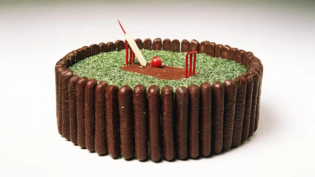 Cricket pitch cake