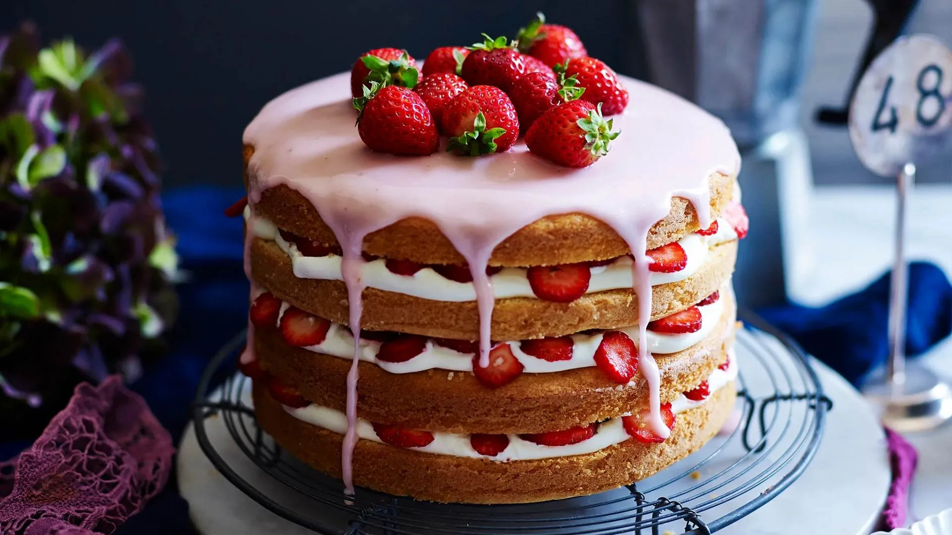 Gluten-free strawberries and cream layer cake
