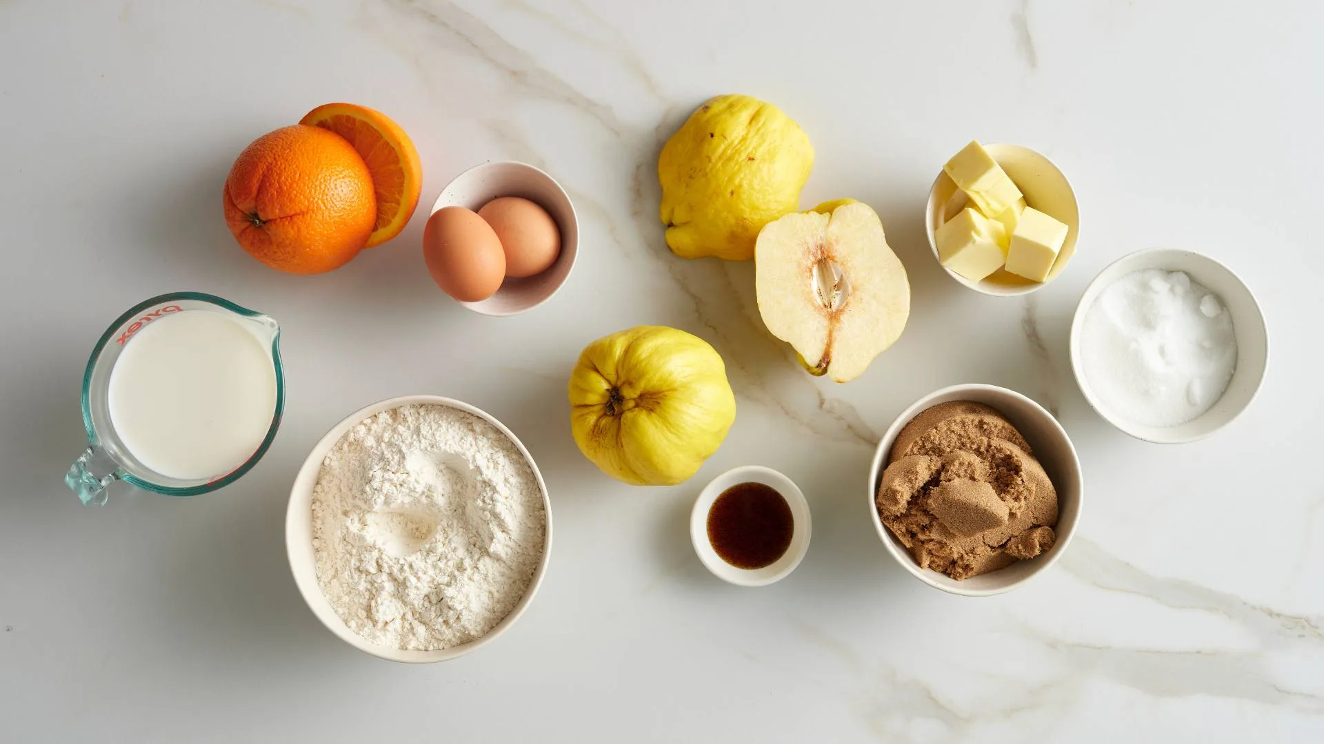 Ingredients in quince sponge pudding.