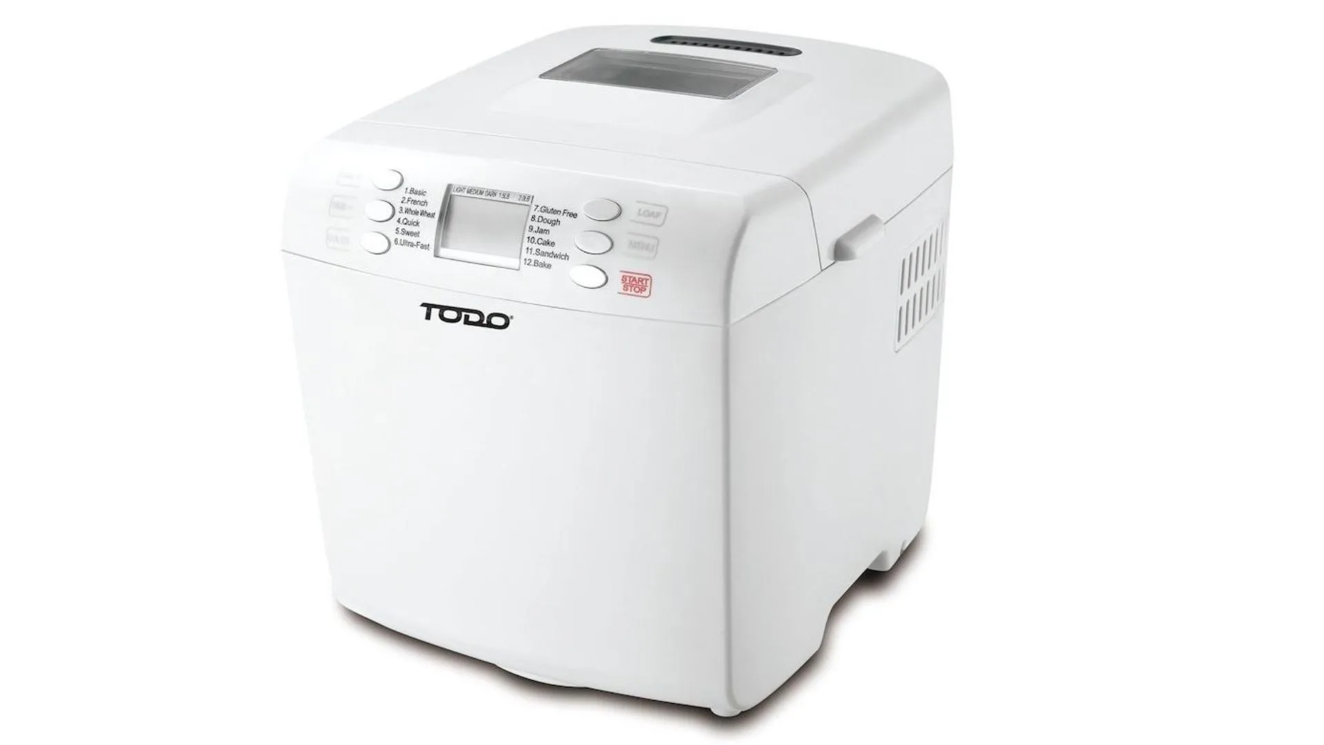 TODO Bread Maker 12 Programs Menu 550W Power Keep Warm Function White