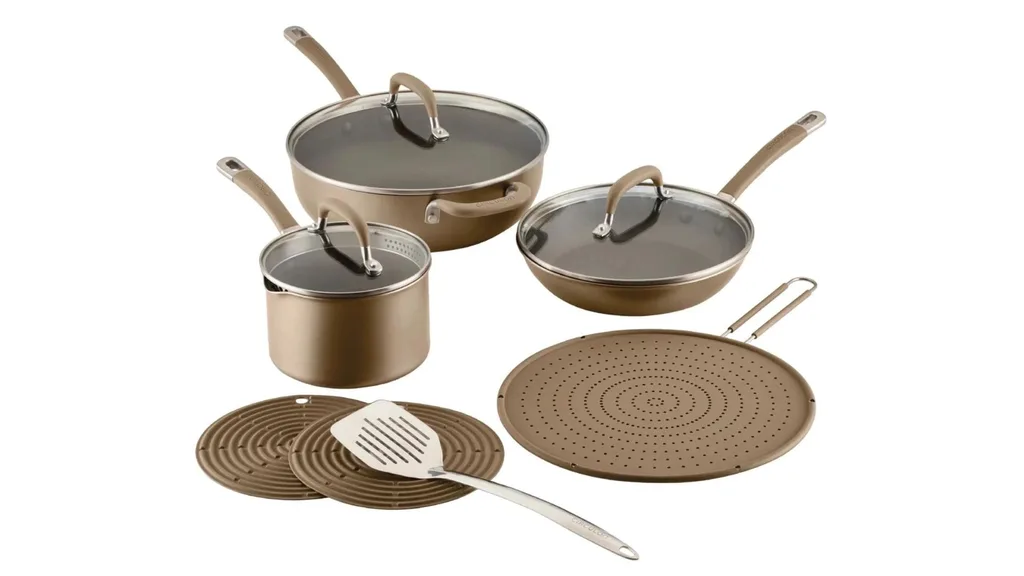 Circulon ScratchDefense A1 Nonstick Induction 10 Piece Cookware Set Champagne