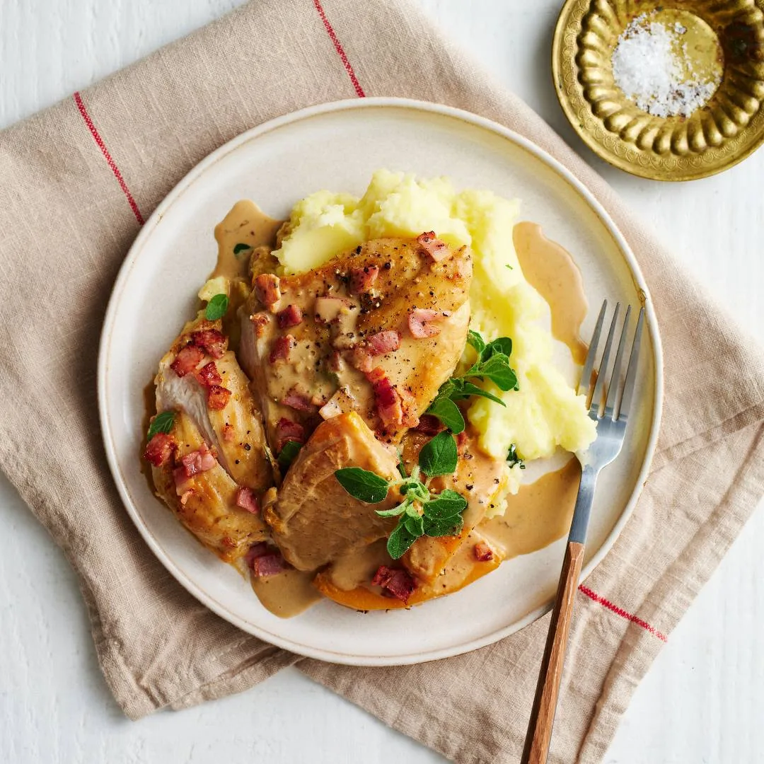 One pan creamy chicken, bacon & pumpkin