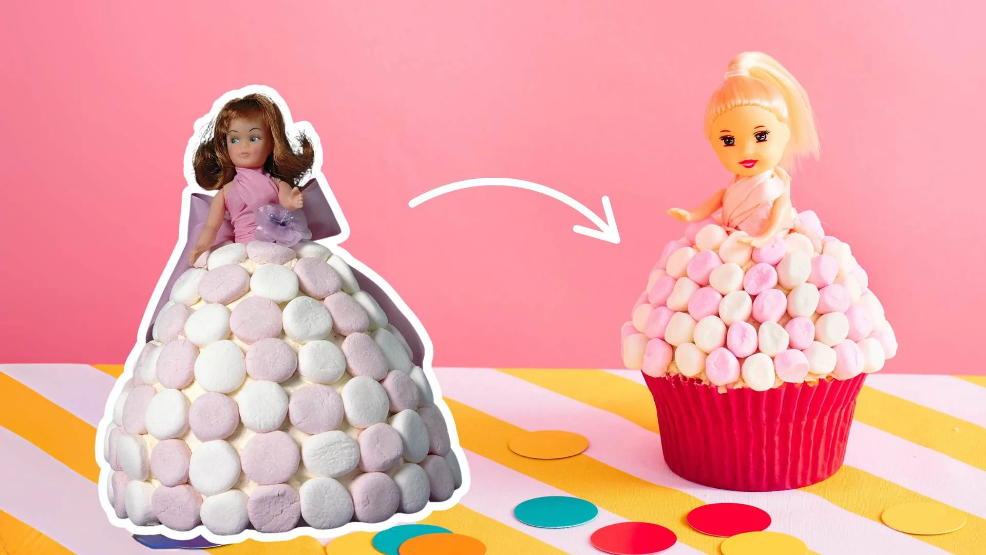 Dolly Varden cake and cupcake