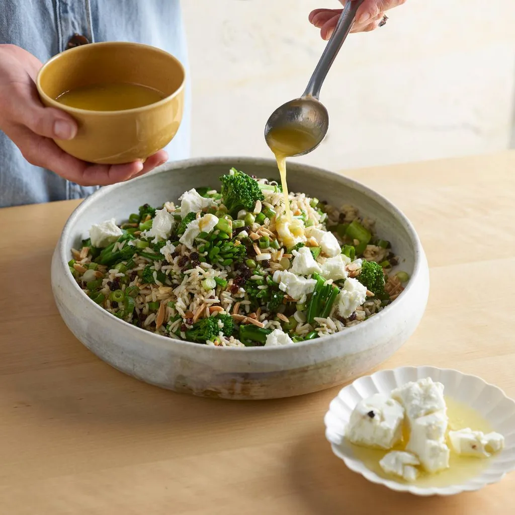 Nutty brown rice with broccolini & goat’s cheese