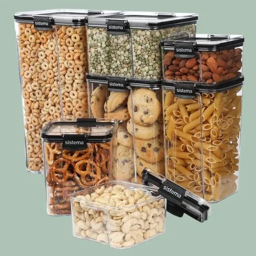 Sistema 51467ZS Tritan Ultra Airtight Pantry & Kitchen Storage 7 Square Plastic Food Containers with Lids