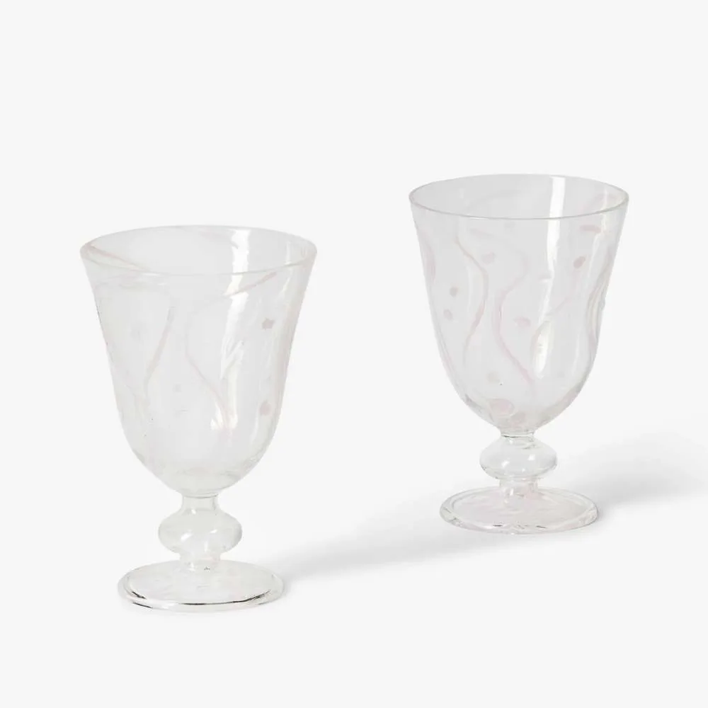 Bonnie and Neil Waves Pink Goblets (set of 2)