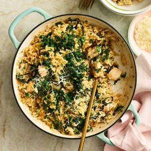 Baked risotto with chicken & silverbeet