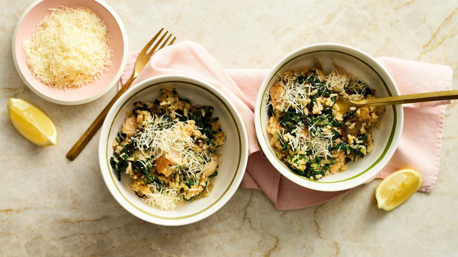 Baked risotto with chicken & silverbeet 