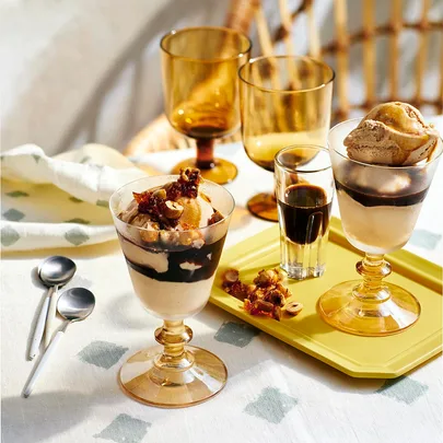Affogato with candied hazelnuts