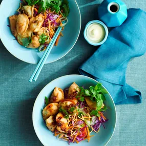Air fryer dumplings & salad