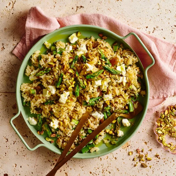Rice pilaf with spring vegetables