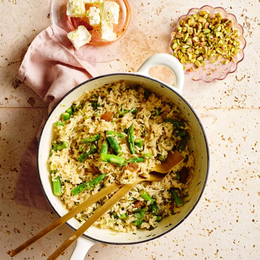 Rice pilaf with spring vegetables