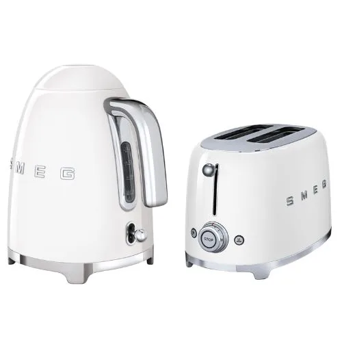 Smeg 50s Retro Style Kettle & 2-Slice Toaster Pack - White
