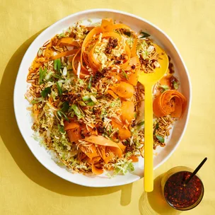 Crunchy carrot salad with wombok and crispy noodles