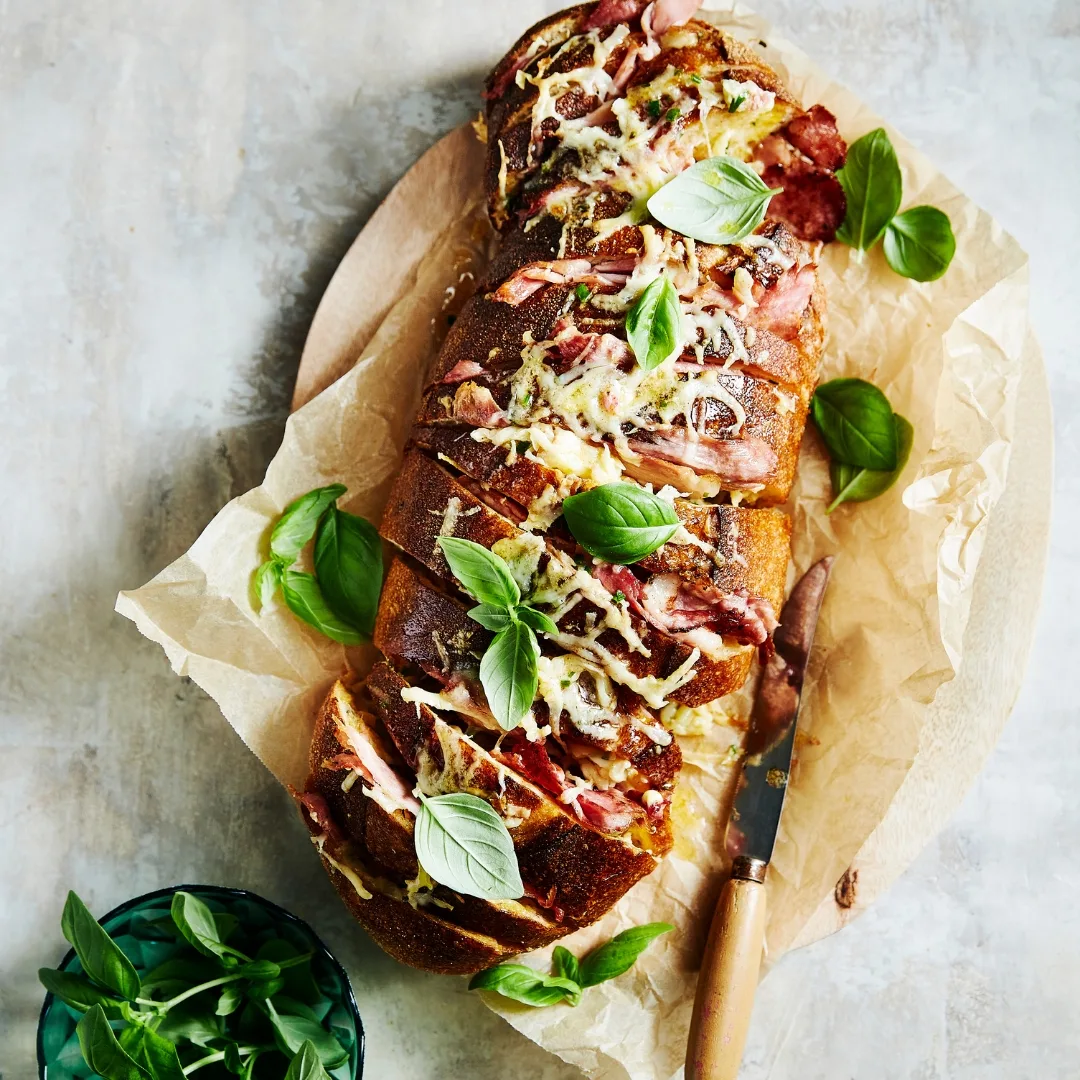 Cheese and ham pull apart