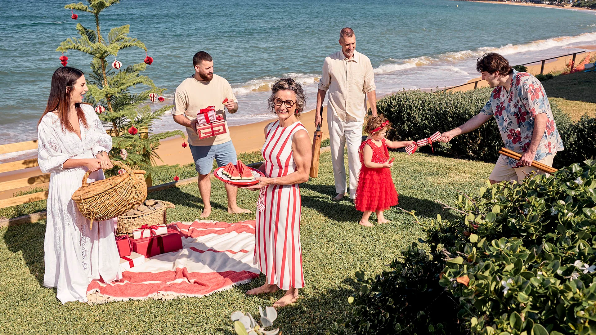 Julie Goodwin with her family at the beach