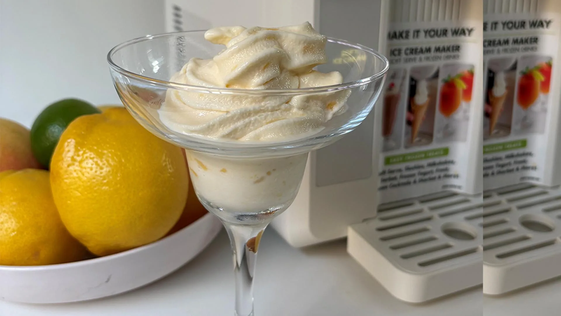 Frozen mango natural yoghurt churned in the GreenPan Frost.