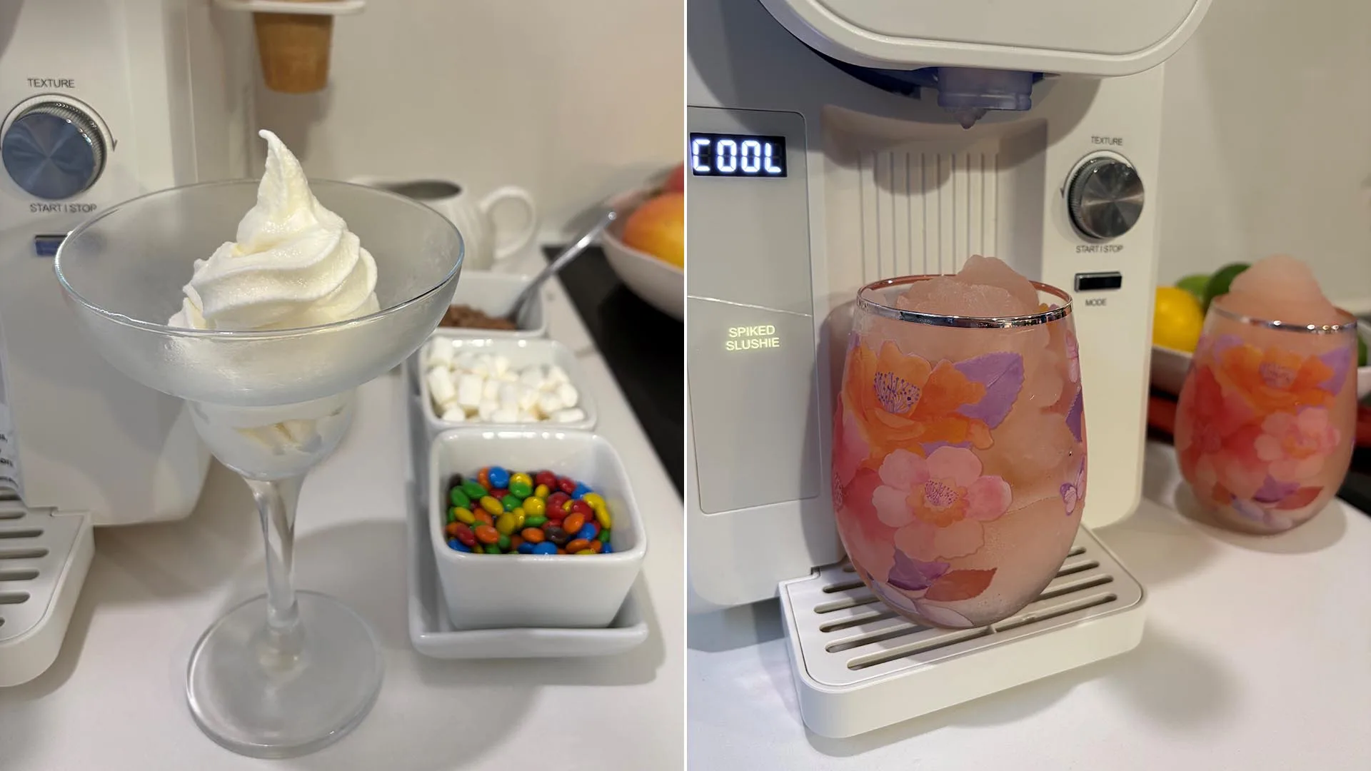 GreenPan Frost with vanilla soft serve and frozen rose